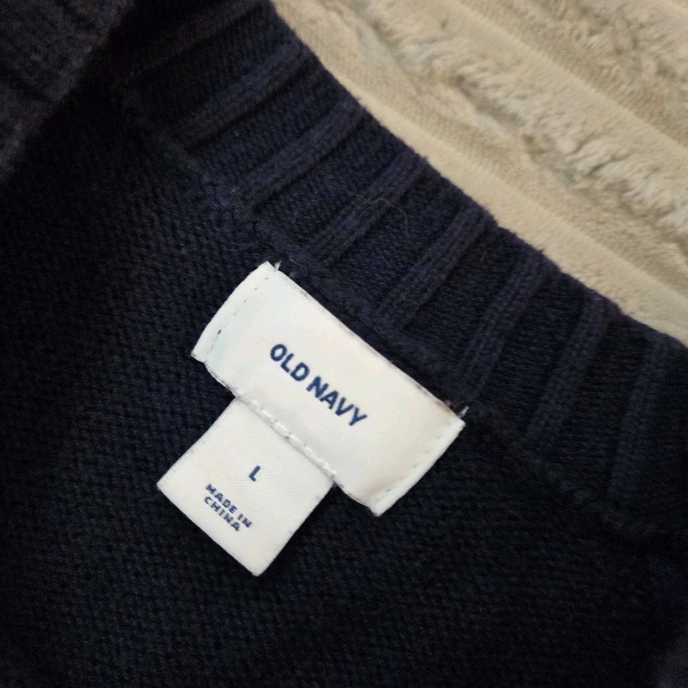 Old Navy Sweater Womens Large L Navy Blue Crewneck Knit Raglan Sleeve Pullover - Picture 3 of 10